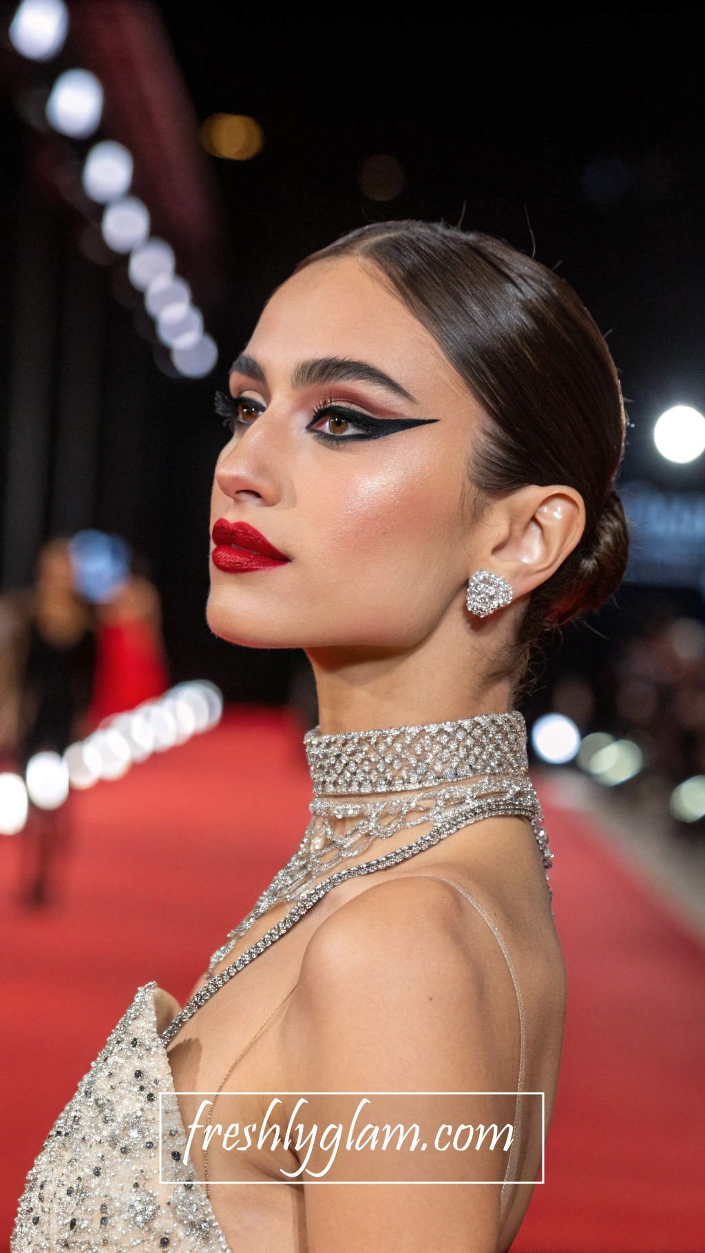 003 Iconic Black Wing Liner Red Lips Glam for a Statement Diva Red Carpet Look 1