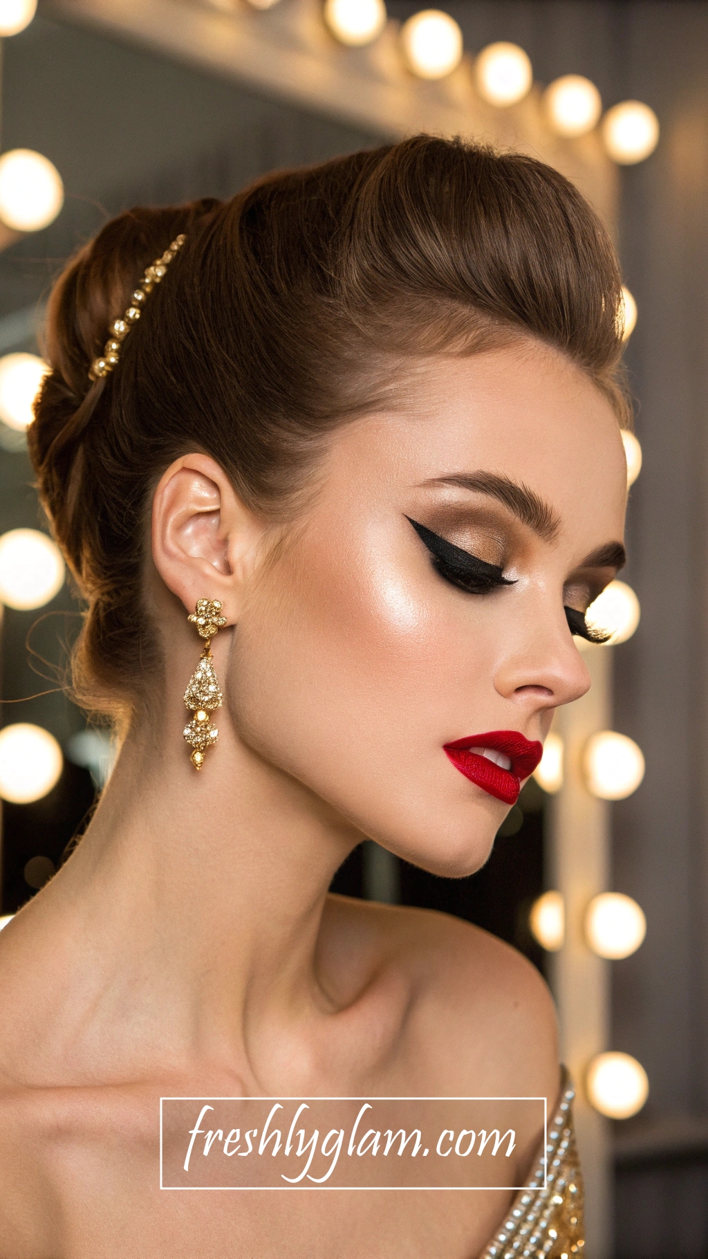 011 Red Carpet Glamour Gold Black Parisian Couture Makeup for Luxury Fashionistas 1