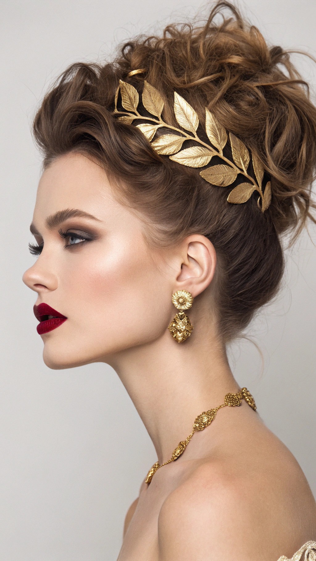 015 Couture Inspired Bouffant with Gold Leaf Accents for an Iconic Diva Look