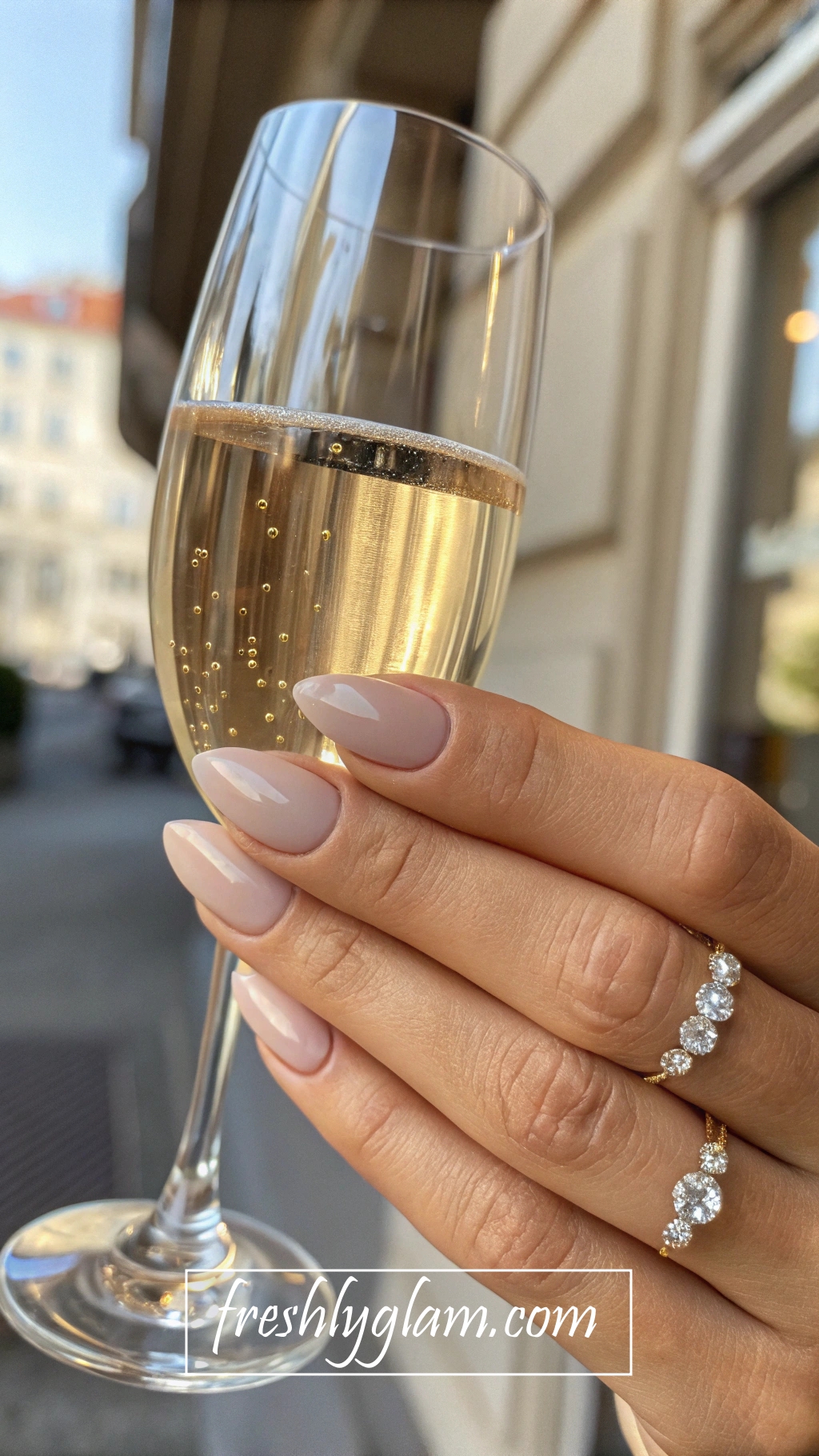 015 Nude Nails with Rhinestones Champagne Glam for Everyday Opulence