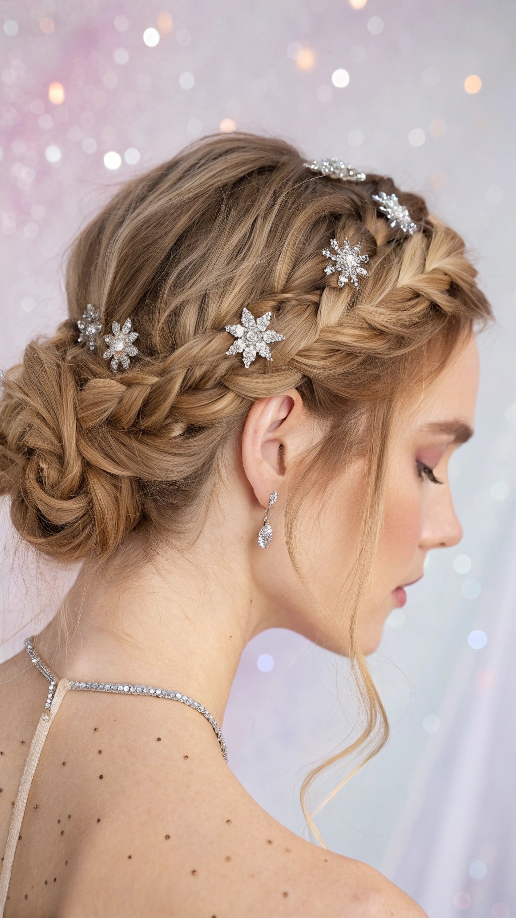 019 Sparkling Braided Crown with Diamond Clips for a Chic Fashionista Look