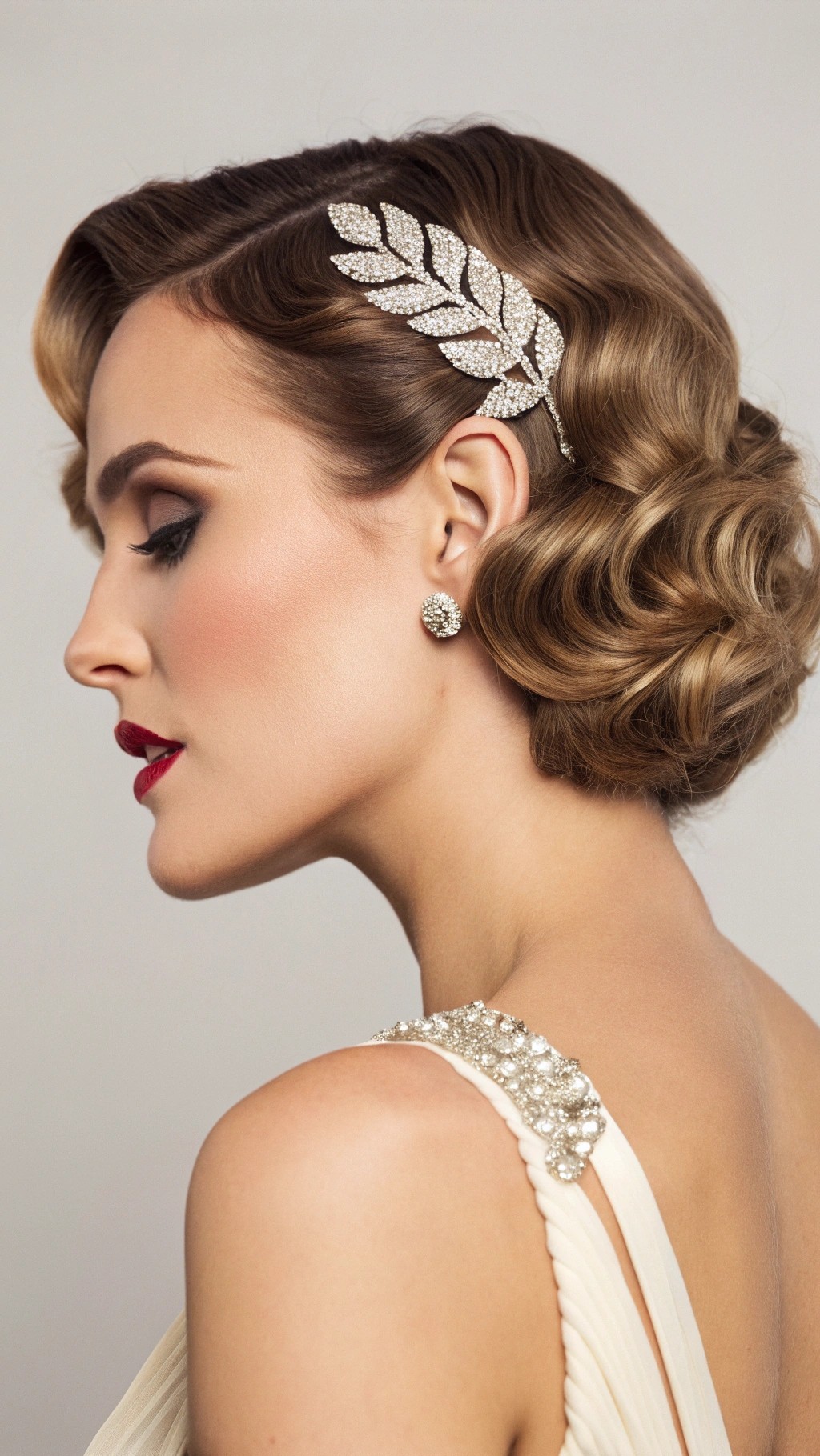 020 Vintage Finger Waves with Rhinestone Comb for a Timeless Glamorous Style