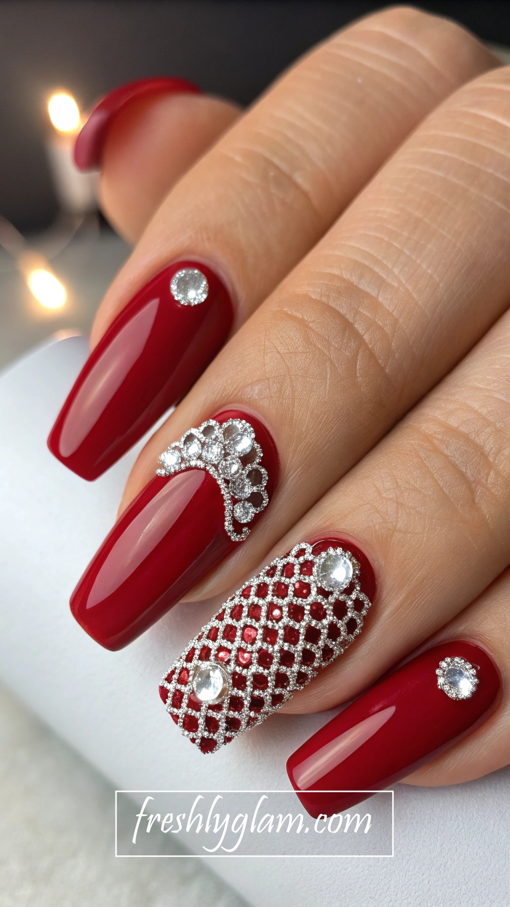033 Red Carpet Diamond Nail Look Inspired by High Fashion Icons