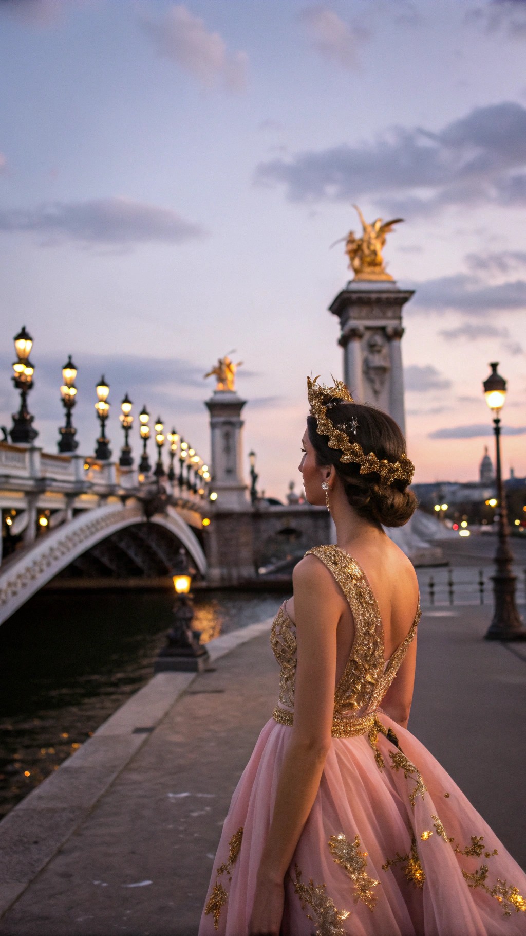 038 Romantic Braided Crown with Rhinestones and Parisian Chic