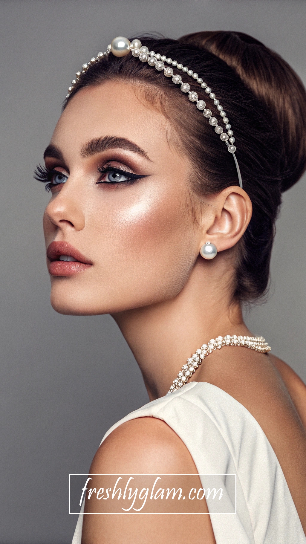 045 Pearl Embellished Editorial Makeup Look for a Sophisticated Beauty Glow 1