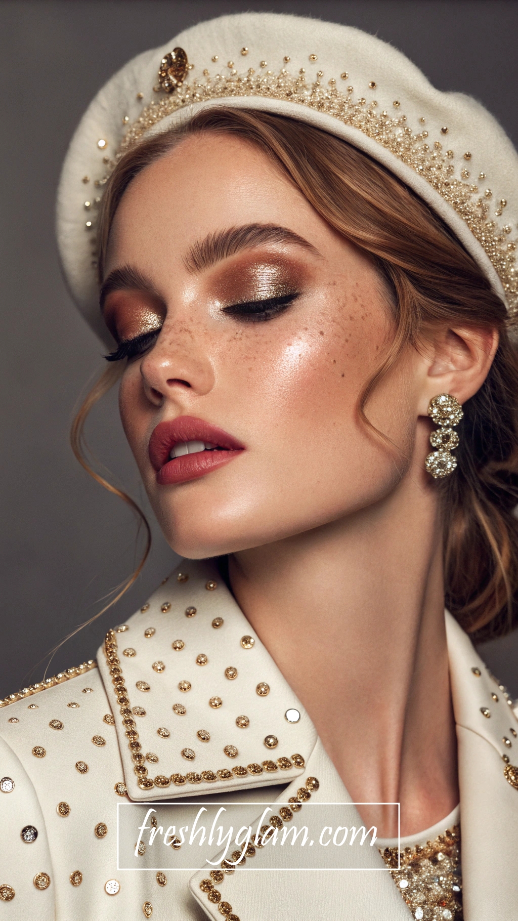 054 Champagne Glitter Eyes Rhinestone Accents for a Chic Glam Vibe 1