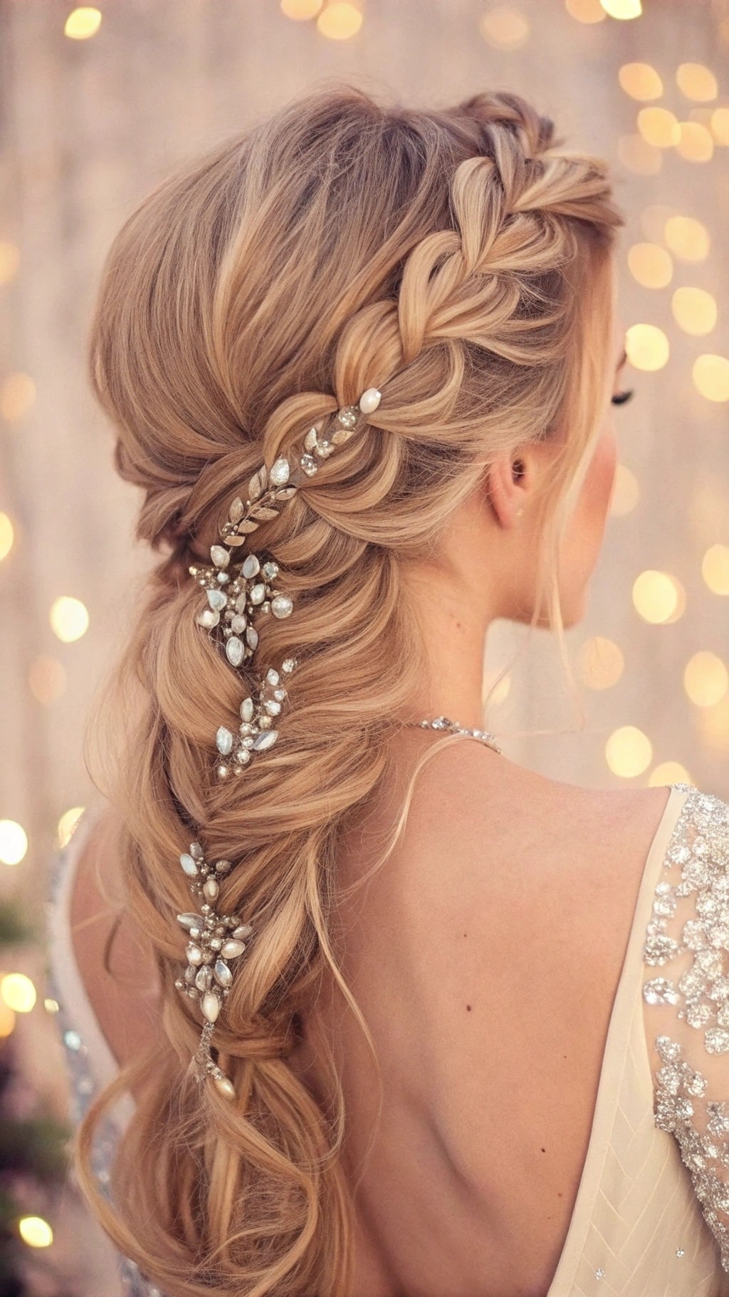 058 Romantic Rhinestone Twisted Braid Luxe Style for Fancy Occasions