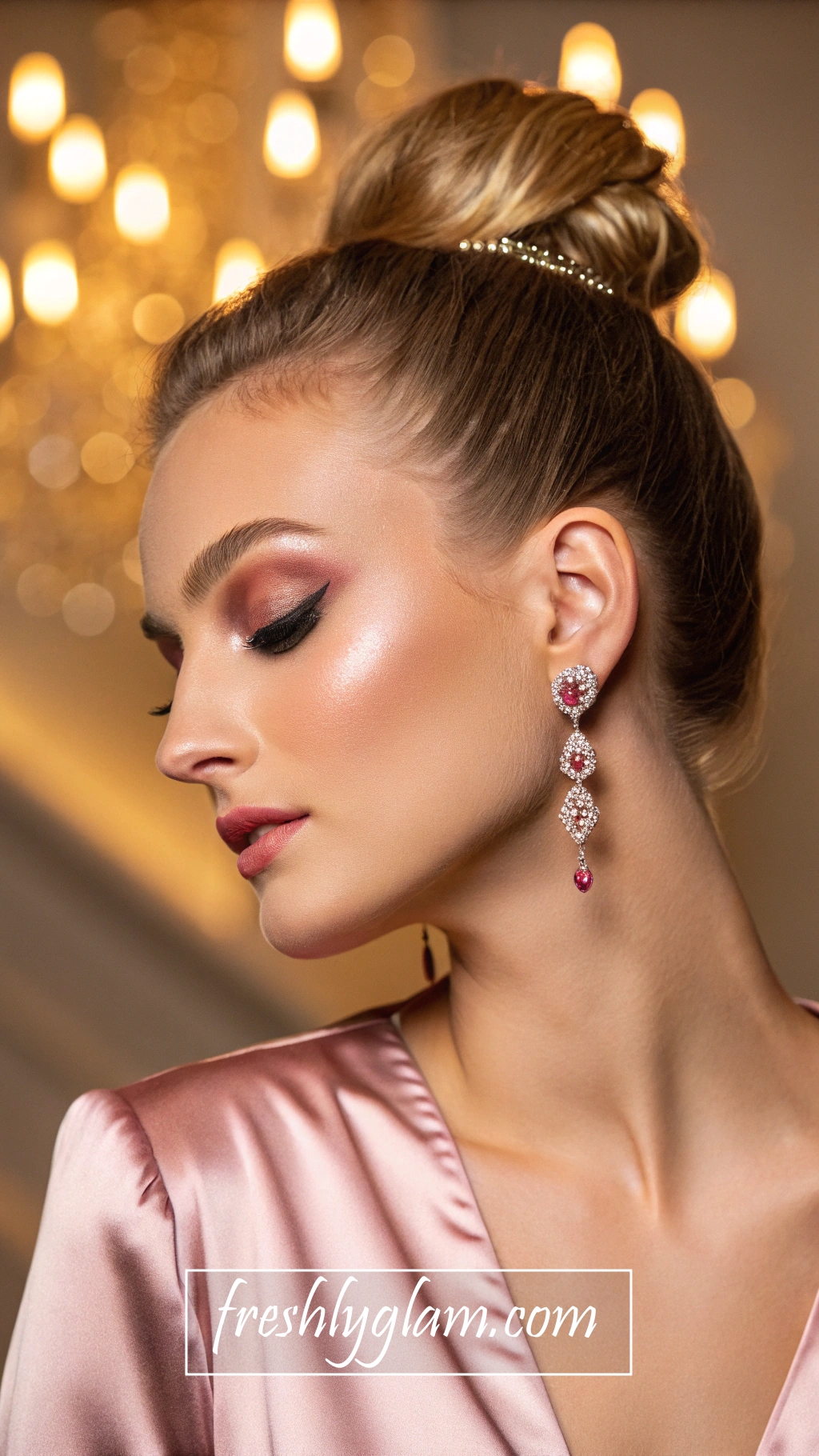 062 Sophisticated Pink and Gold Statement Glam Look for High End Events 1