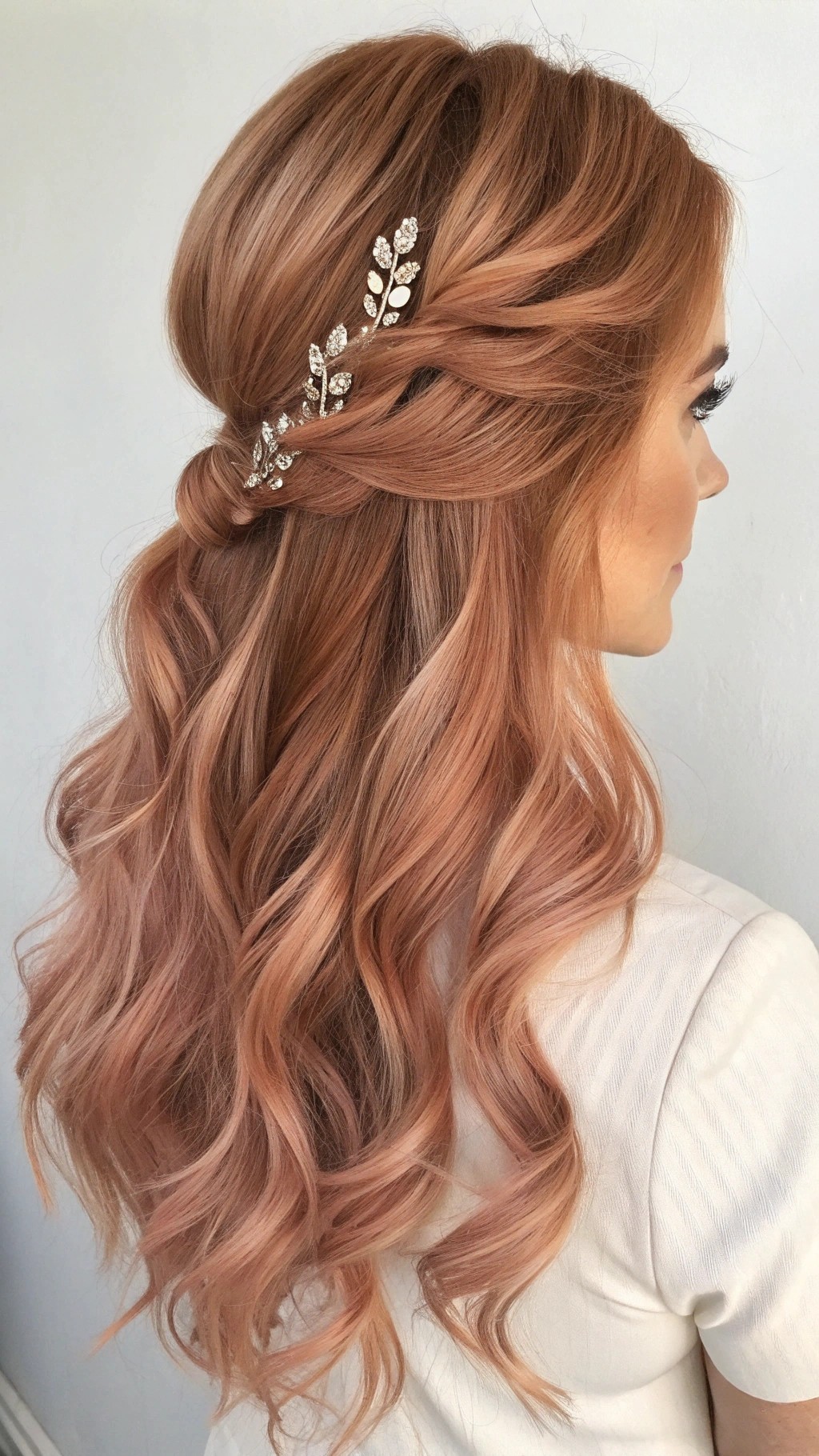 065 Rose Gold Glam Waves with Diamond Hair Clips for a Vogue Ready Look