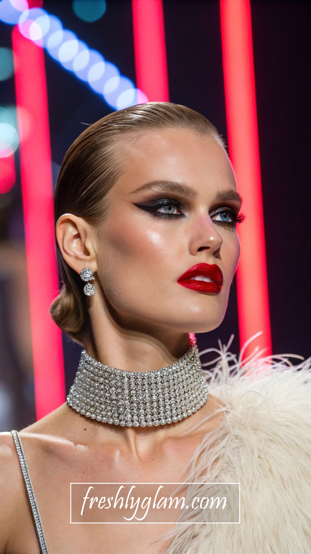 069 Runway Glam Look with Couture Contour and Glossy Crimson Lips 1