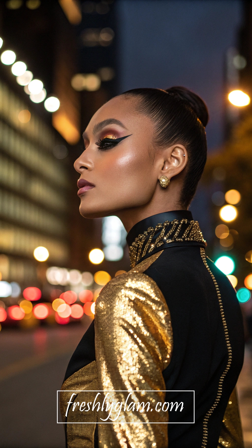072 Elegant Champagne Eyeshadow Rhinestone Liner for a Luxe Fashion Night Out 1