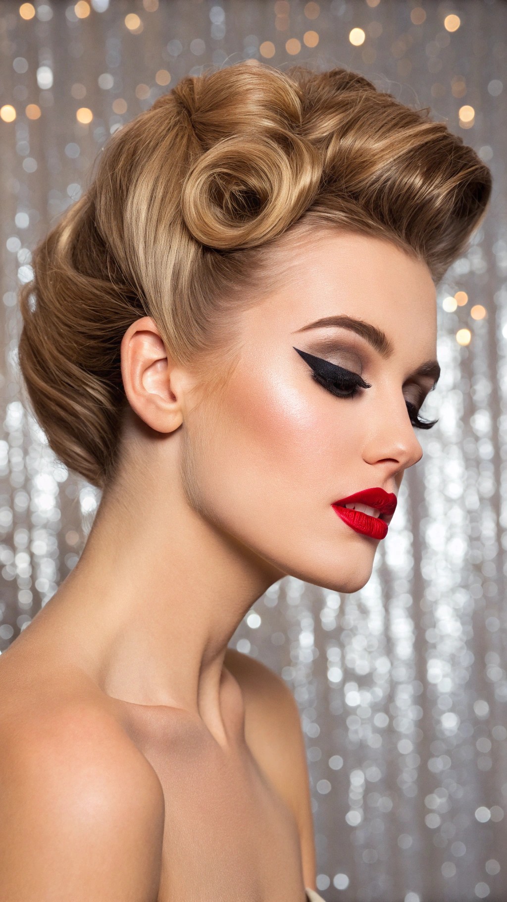 075 Vintage Bouffant with Glitter Roots for a Bold and Opulent Fashion Statement