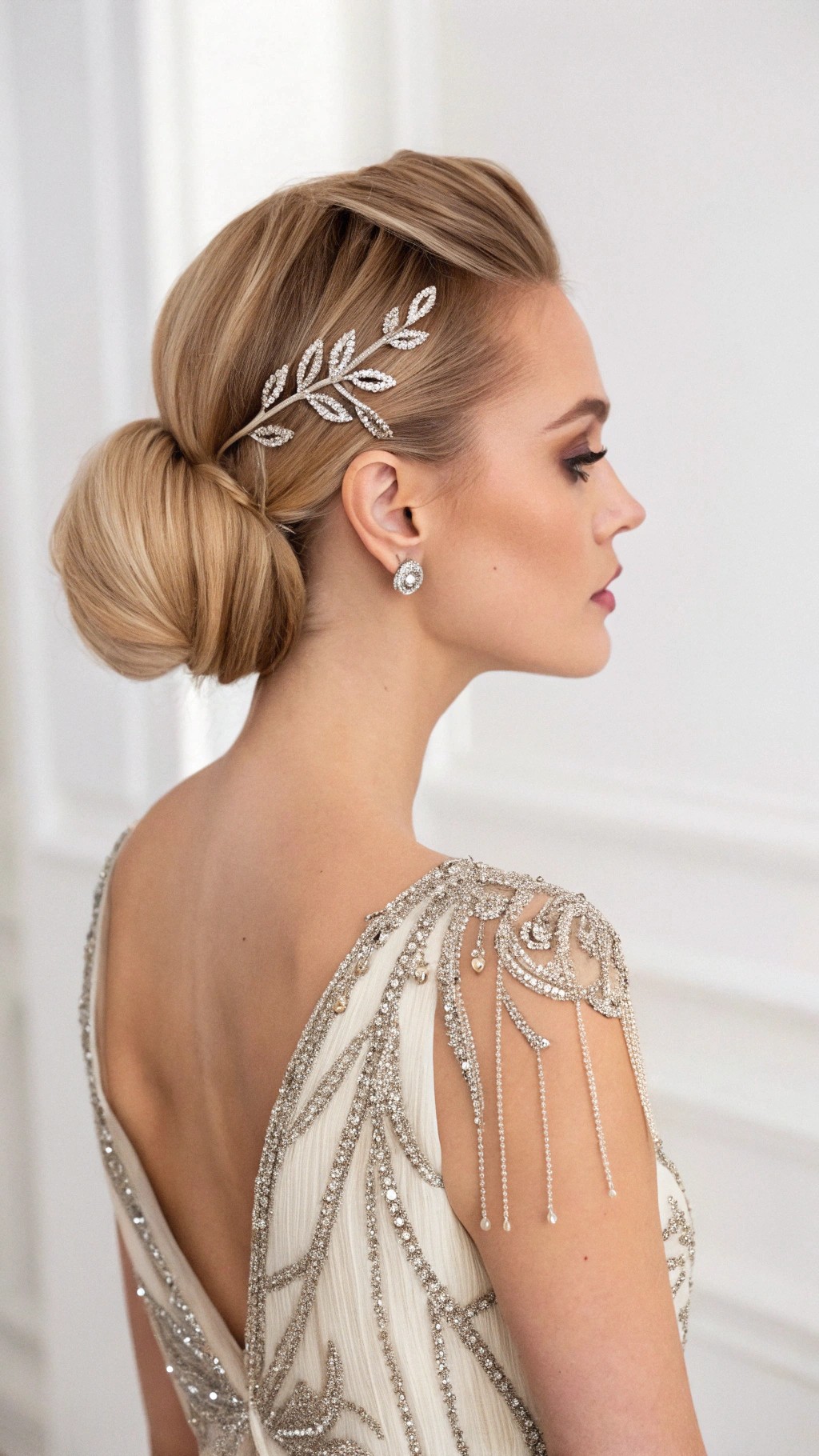 079 Couture Inspired Chignon with Designer Hairpins for a Fashion Forward Look