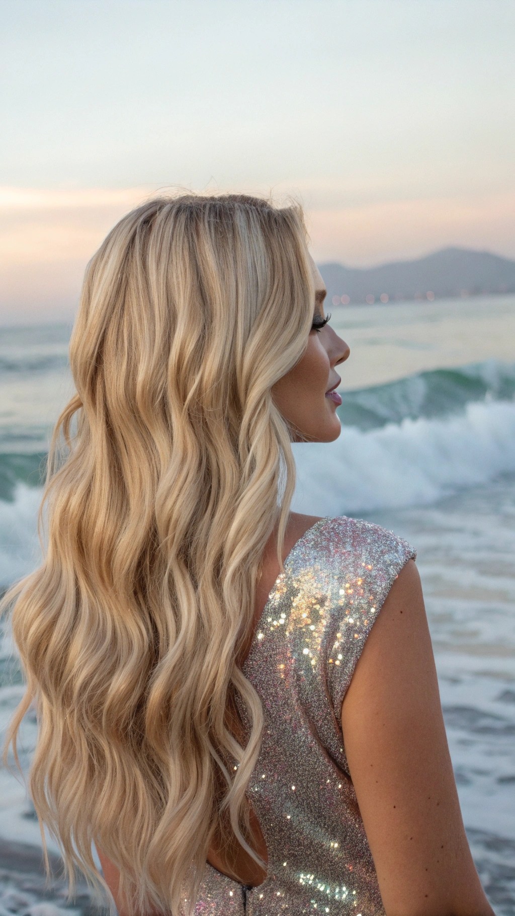 085 Champagne Glitter Mermaid Waves for Glamorous Beachside Boujee Vibes