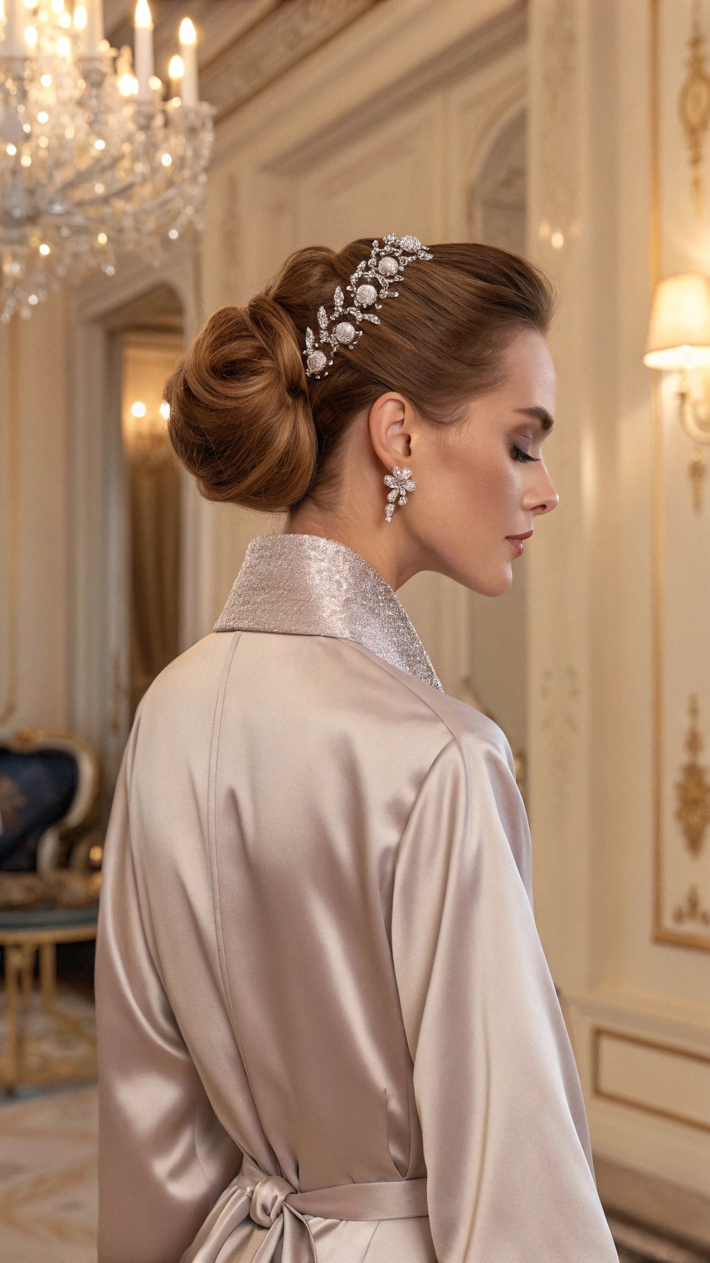 094 Diamond Chignon Perfection A Sophisticated Glam Look for Fashion Icons