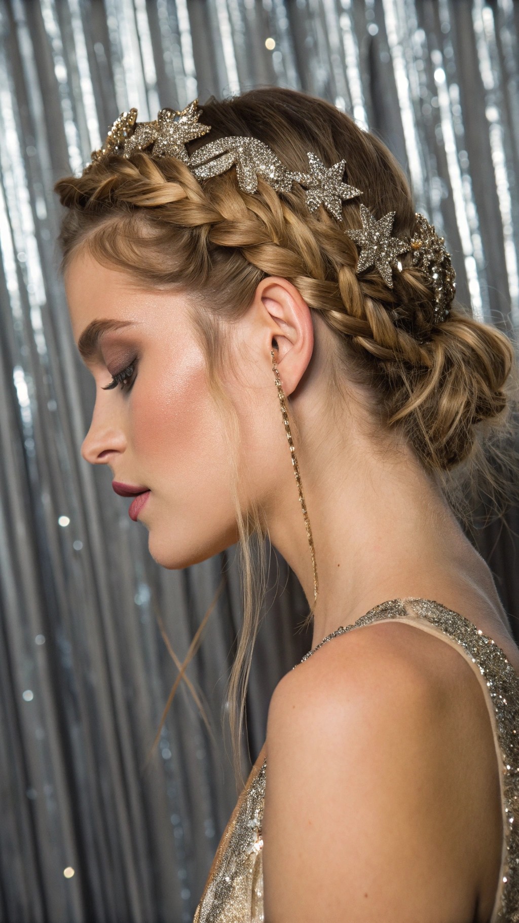 095 Glittering Braided Crown Inspired by Runway Icons and High Fashion