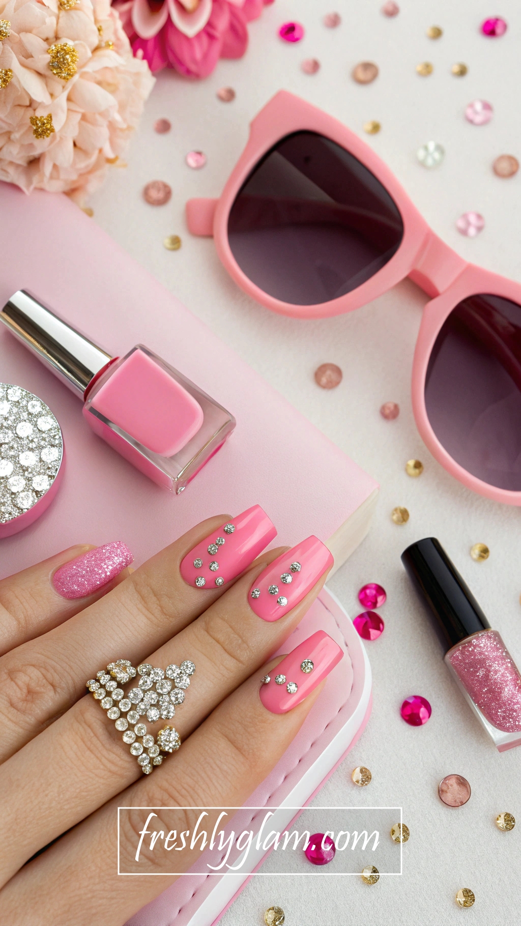 097 Pink Glitter DIY Nails That Slay in DivaAC0 Worthy Glam Style